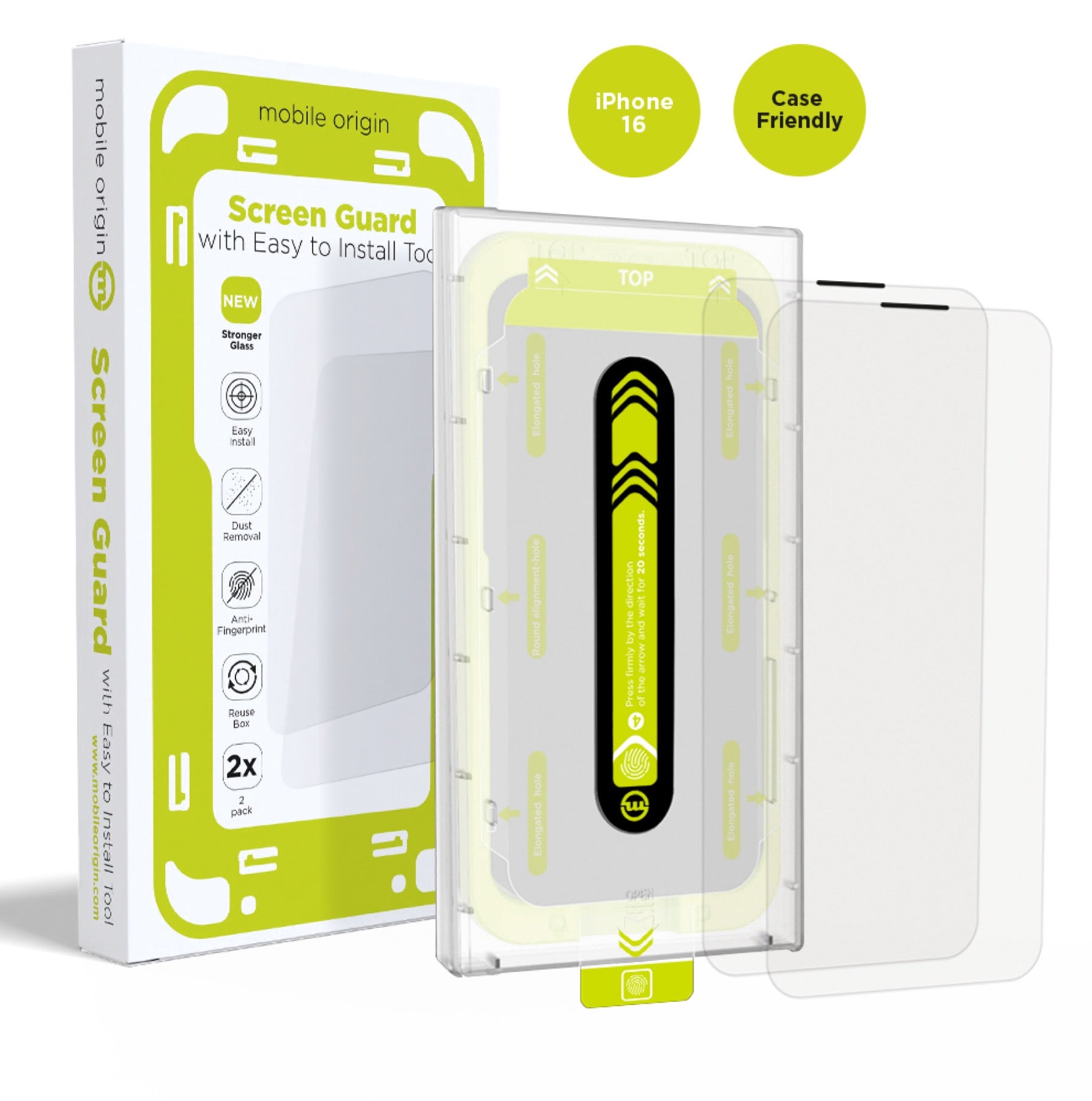 2x cristal templado para iPhone 16 - Mobile Origin Screen Guard vidrio protector película de protección blindada
